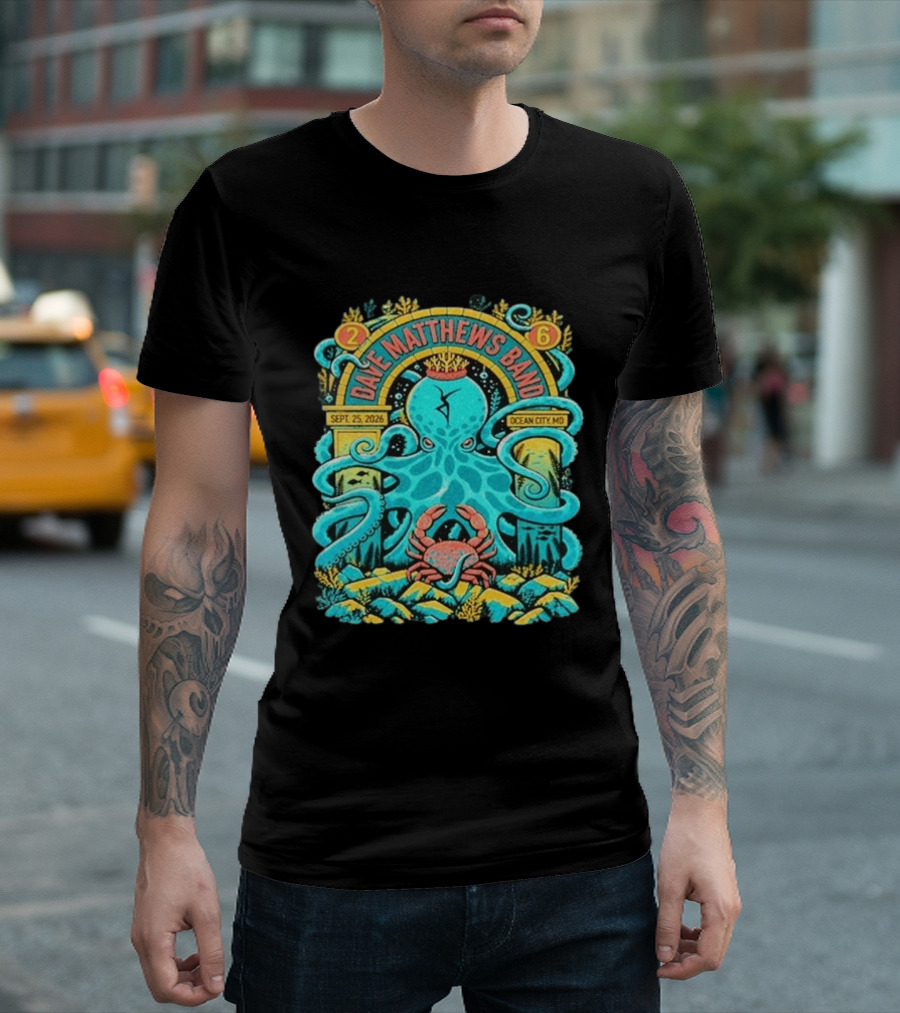 Dave Matthews Band Sept 25 2026 Ocean City Maryland Festival Ocean Crab Octopus T-Shirt