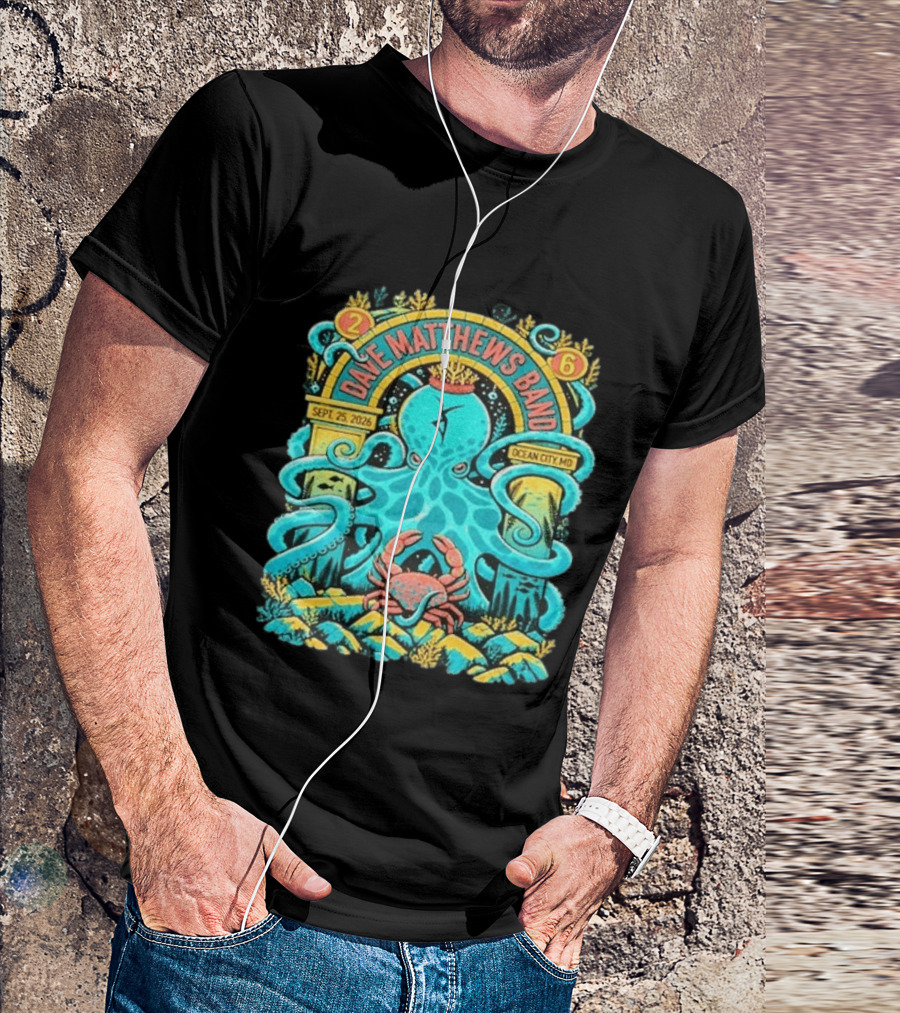 Dave Matthews Band Sept 25 2026 Ocean City Maryland Festival Ocean Crab Octopus T-Shirt