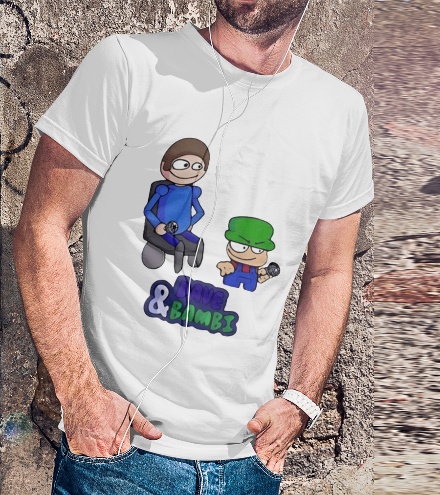 Friday Night Funkin Dave And Bambi Characters With Microphones T-Shirt