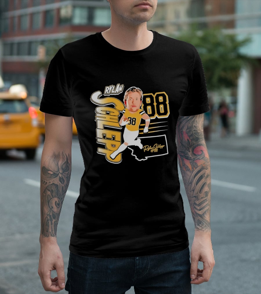 Rylan Schlepp 88 Montana Football Player Caricature T-Shirt