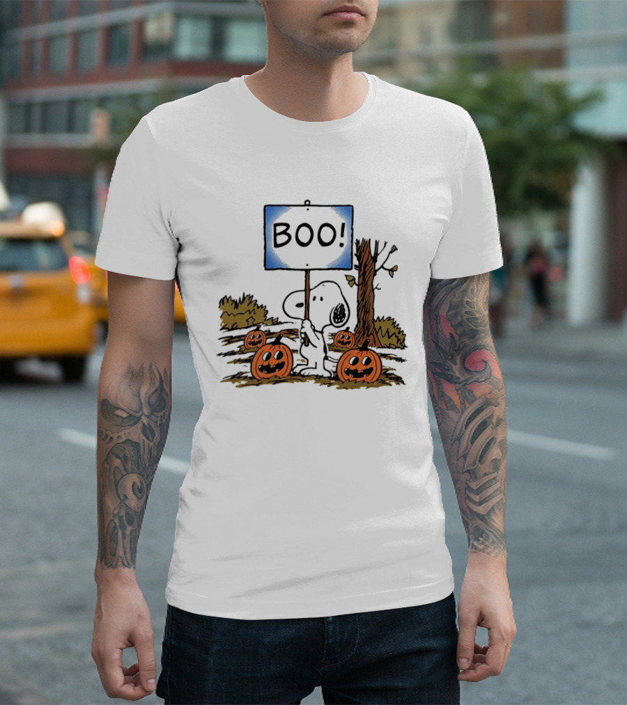 Snoopy Boo Sign Peanuts Halloween Pumpkins T-Shirt