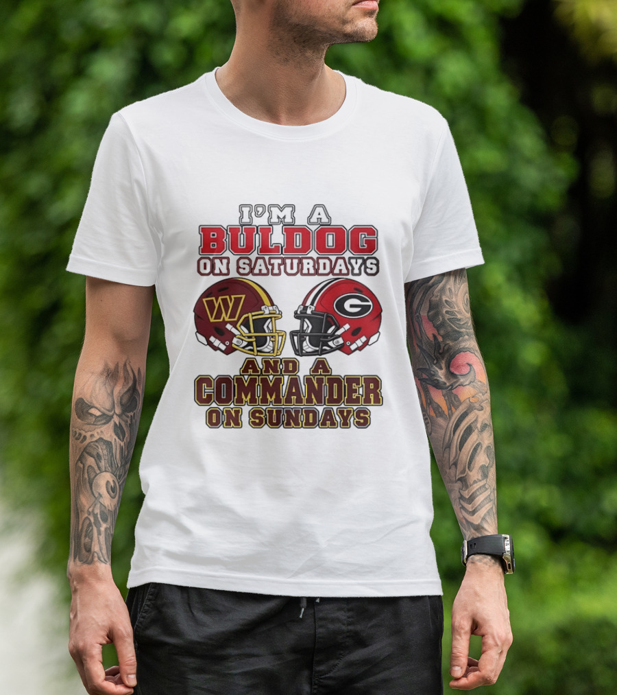 I'm A Bulldog On Saturdays And A Commander On Sundays Football Helmets T-Shirt