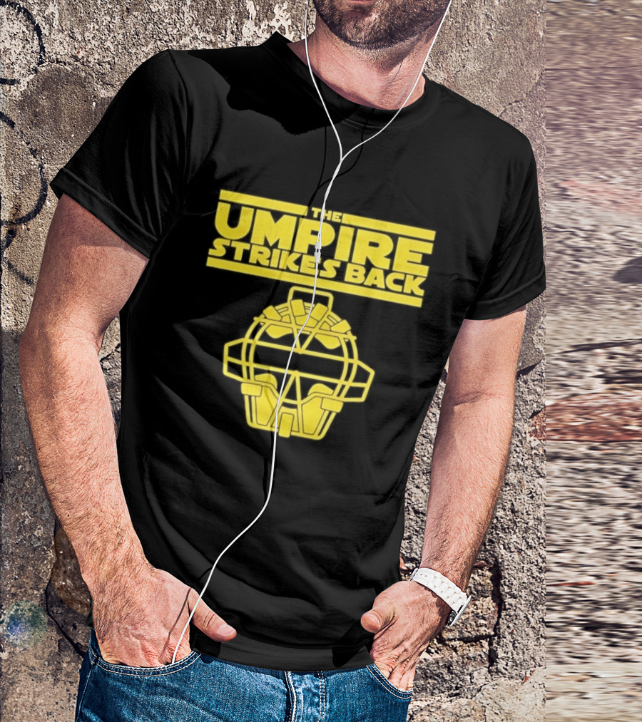 The Umpire Strikes Back Baseball Umpire Mask Retro Yellow T-Shirt