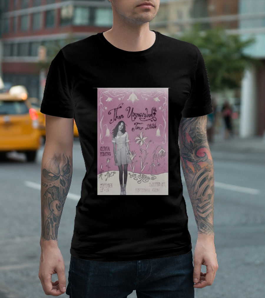 The Unraveled Tour Olivia Rodrigo 2026 Hartford Show September 26 XL Center Floral T-Shirt