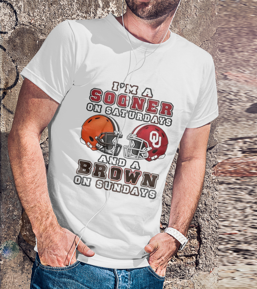 I'm A Sooner On Saturdays And A Brown On Sundays Football Helmets T-Shirt