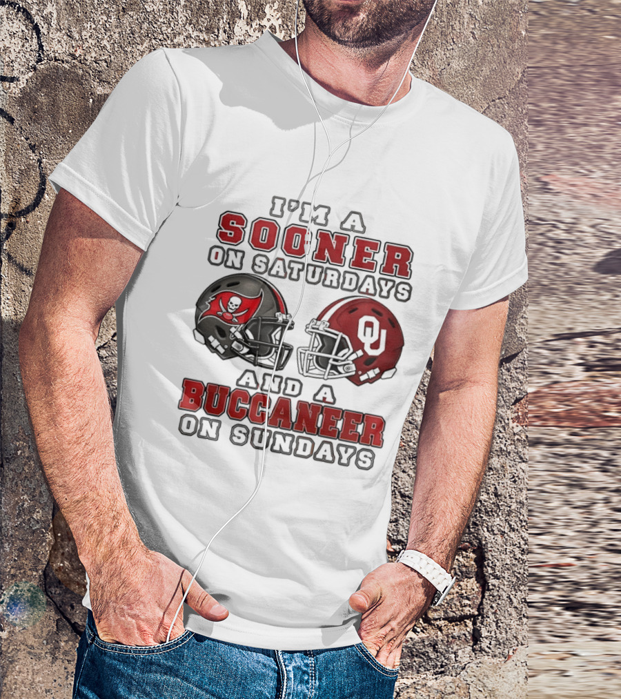 I'm A Sooner On Saturdays And A Buccaneer On Sundays Football Helmets T-Shirt