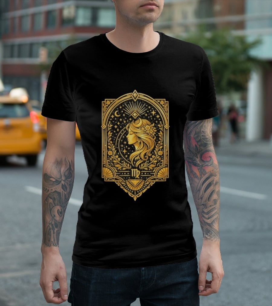 Virgo Goddess Zodiac Symbol Astrology Art Nouveau T-Shirt