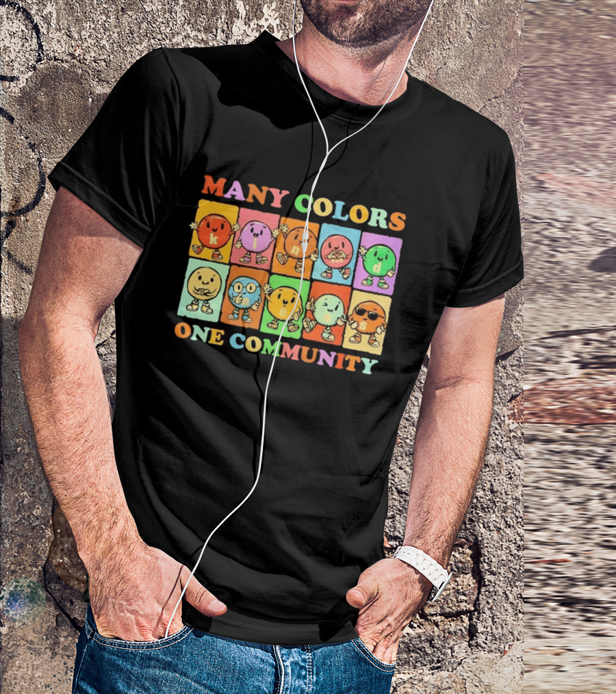 Many Colors Kindness One Community Cartoon Characters T-Shirt