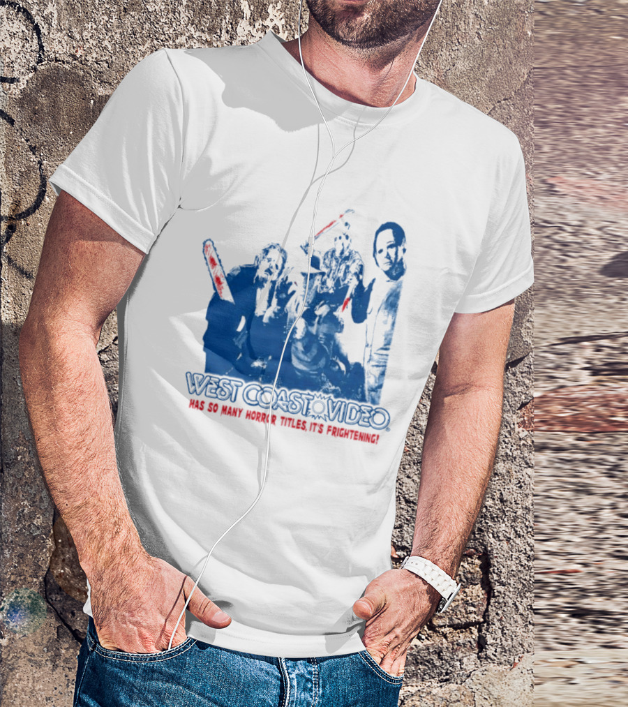 West Coast Video Horror It's Frightening Slasher Movie Halloween T-Shirt