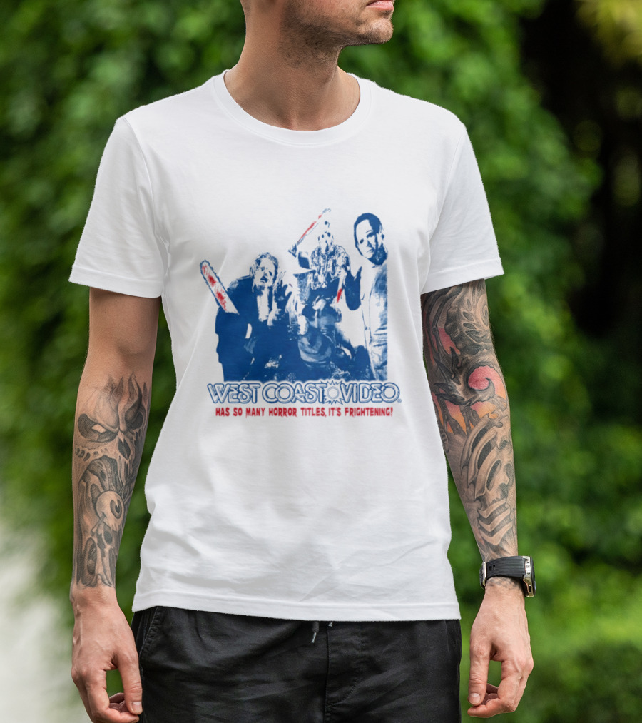 West Coast Video Horror It's Frightening Slasher Movie Halloween T-Shirt