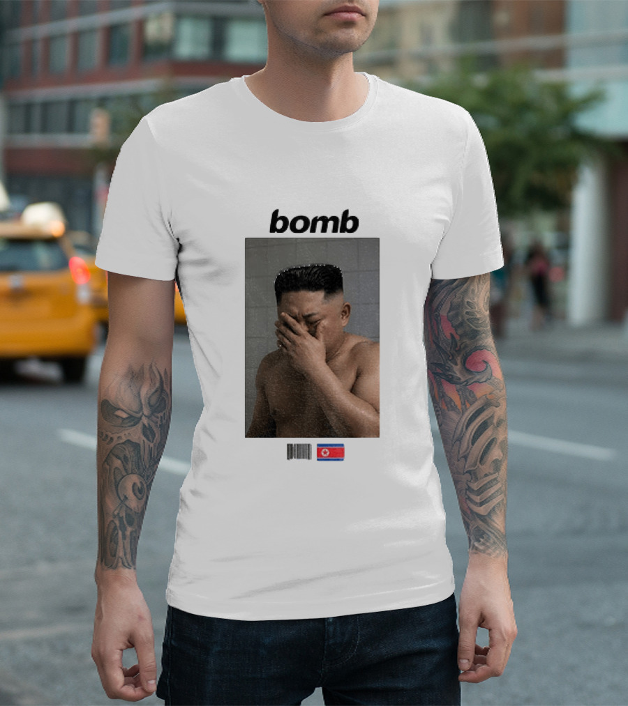 Kim Jong Un Bomb Meme Bathroom North Korea Flag T-Shirt