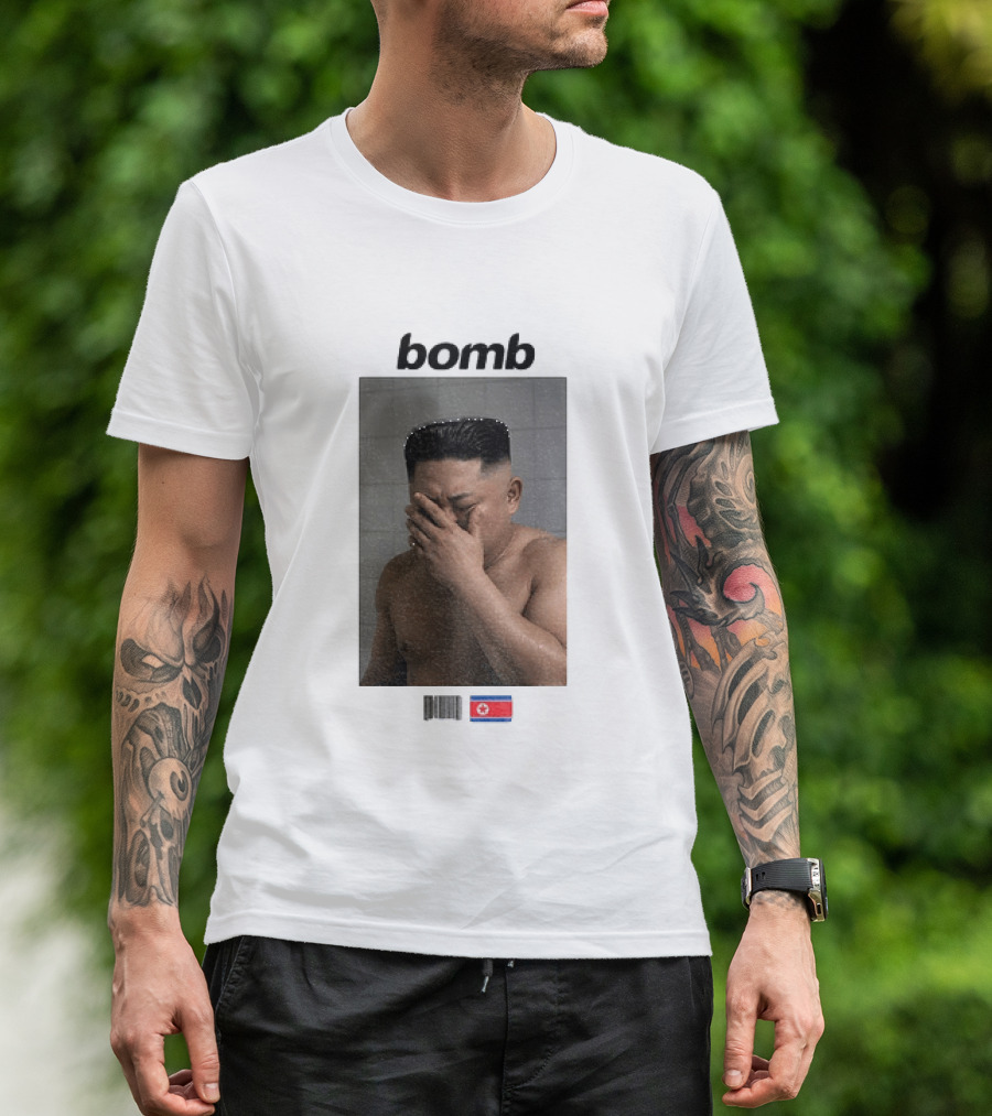 Kim Jong Un Bomb Meme Bathroom North Korea Flag T-Shirt