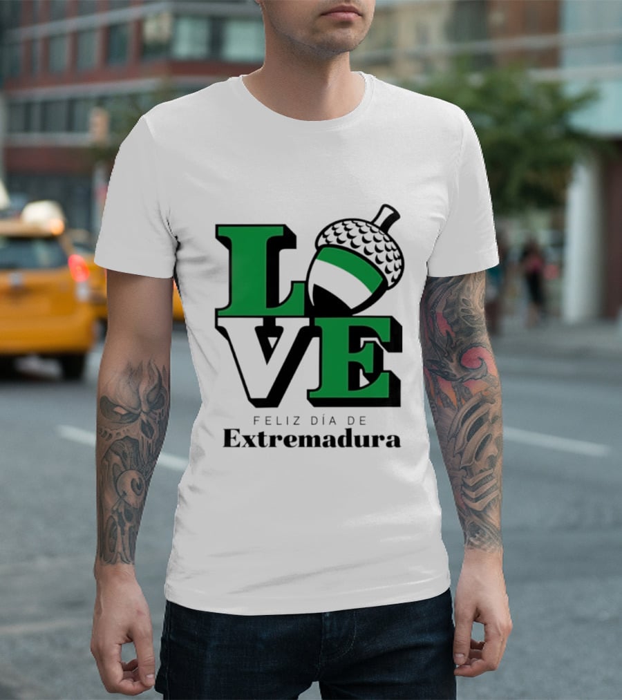Love Feliz Día De Extremadura Acorn Icon Spain Celebration T-Shirt