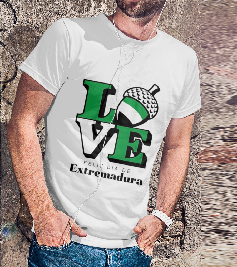 Love Feliz Día De Extremadura Acorn Icon Spain Celebration T-Shirt