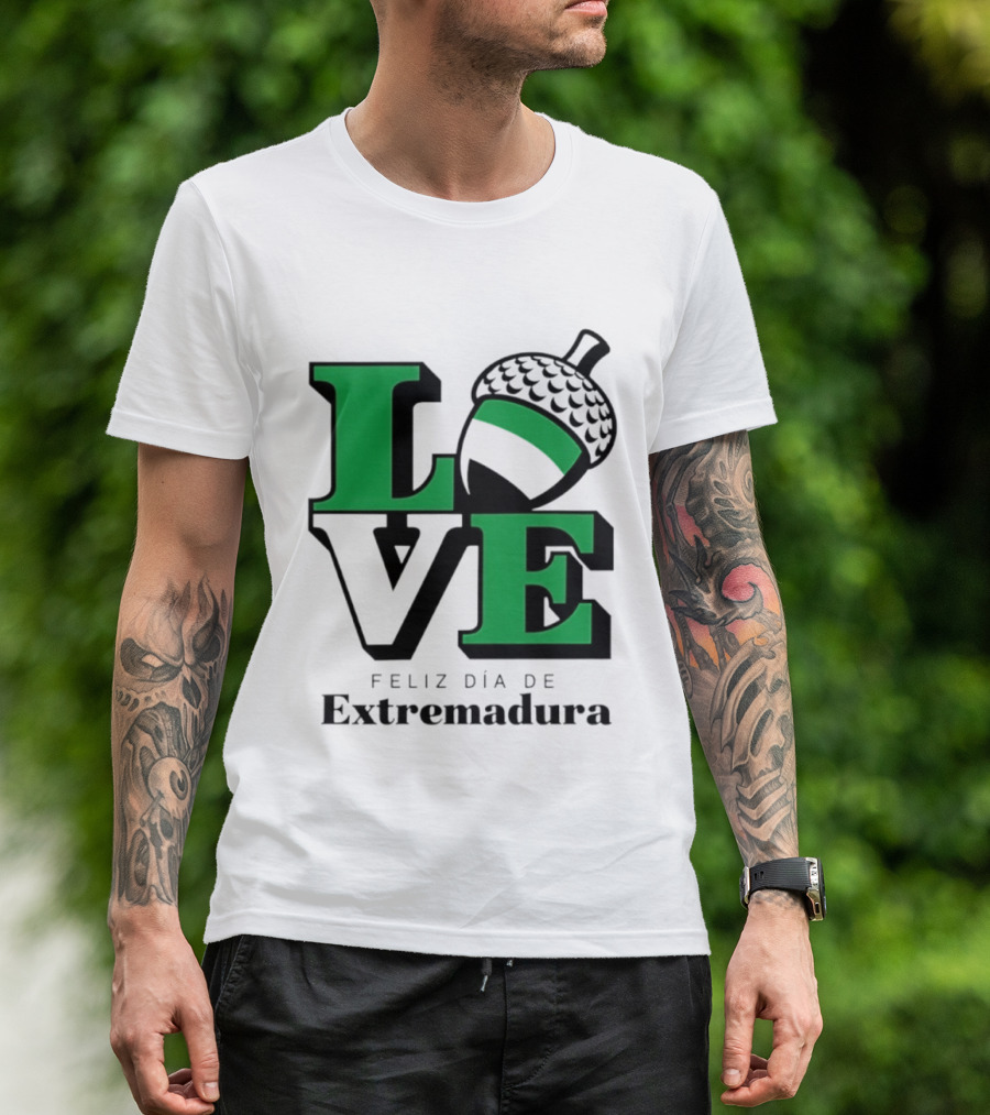 Love Feliz Día De Extremadura Acorn Icon Spain Celebration T-Shirt