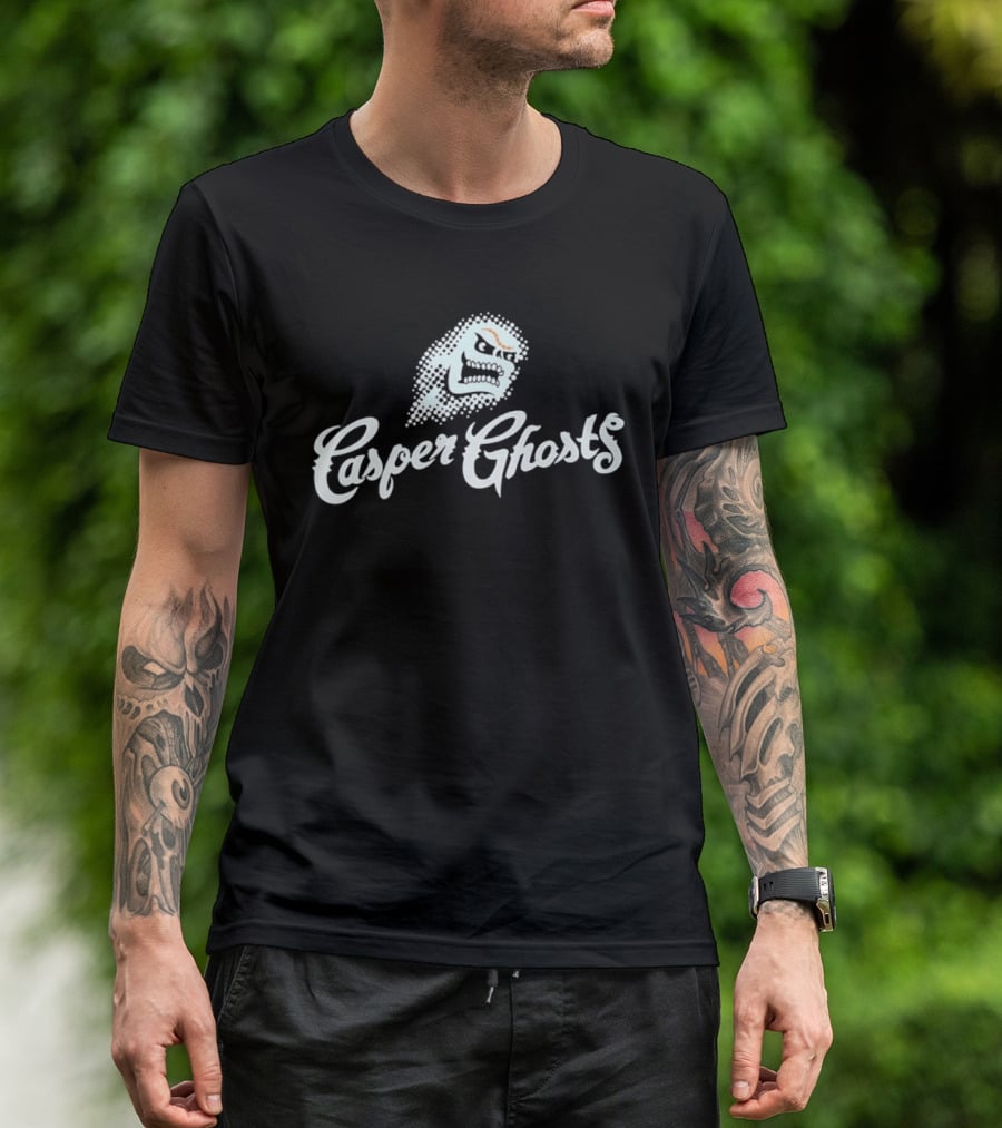 Casper Ghosts Minor League Baseball Team Spooky Logo With Mascot Head T-Shirt