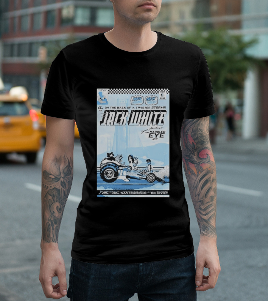 Jack White Twister Storm SF Comic Book Adventure Featuring Marbled Eye San Francisco The Civic T-Shirt