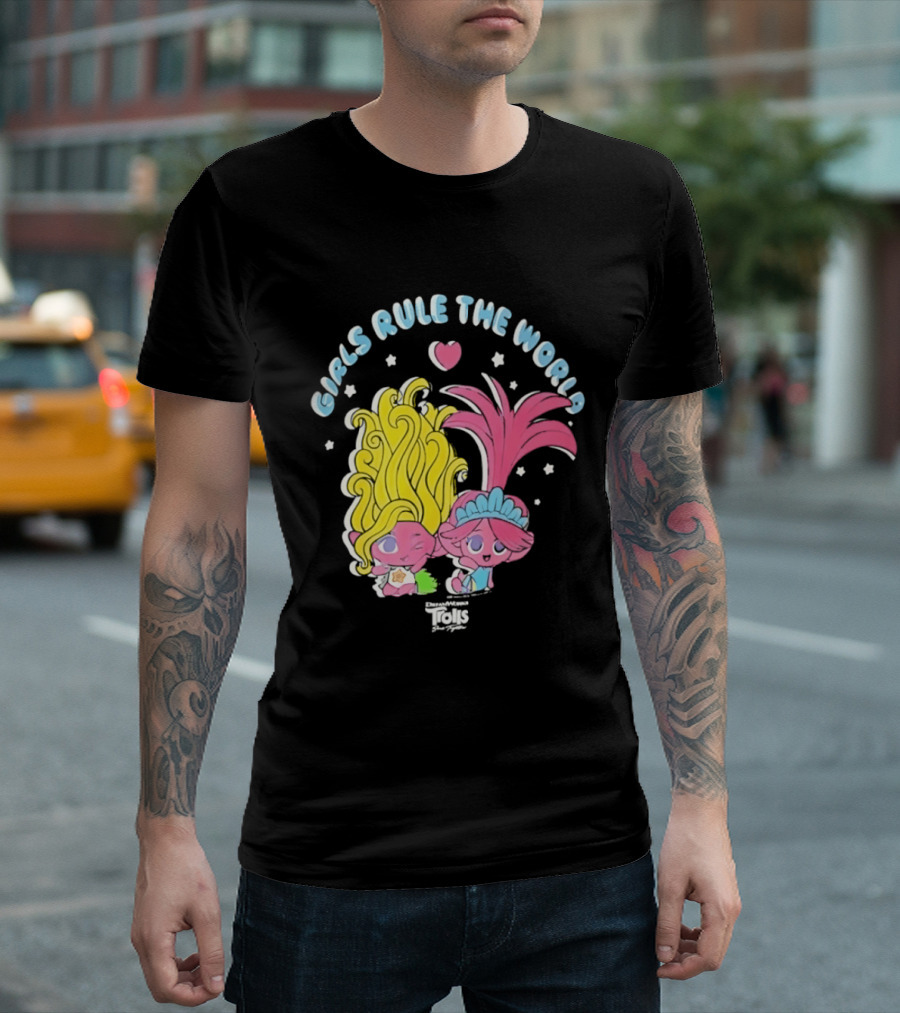 DreamWorks Trolls Band Together Girls Rule The World Bright Colorful T-Shirt