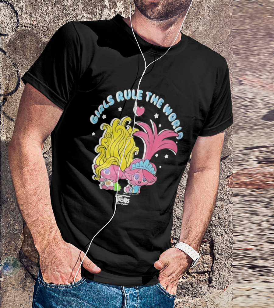 DreamWorks Trolls Band Together Girls Rule The World Bright Colorful T-Shirt
