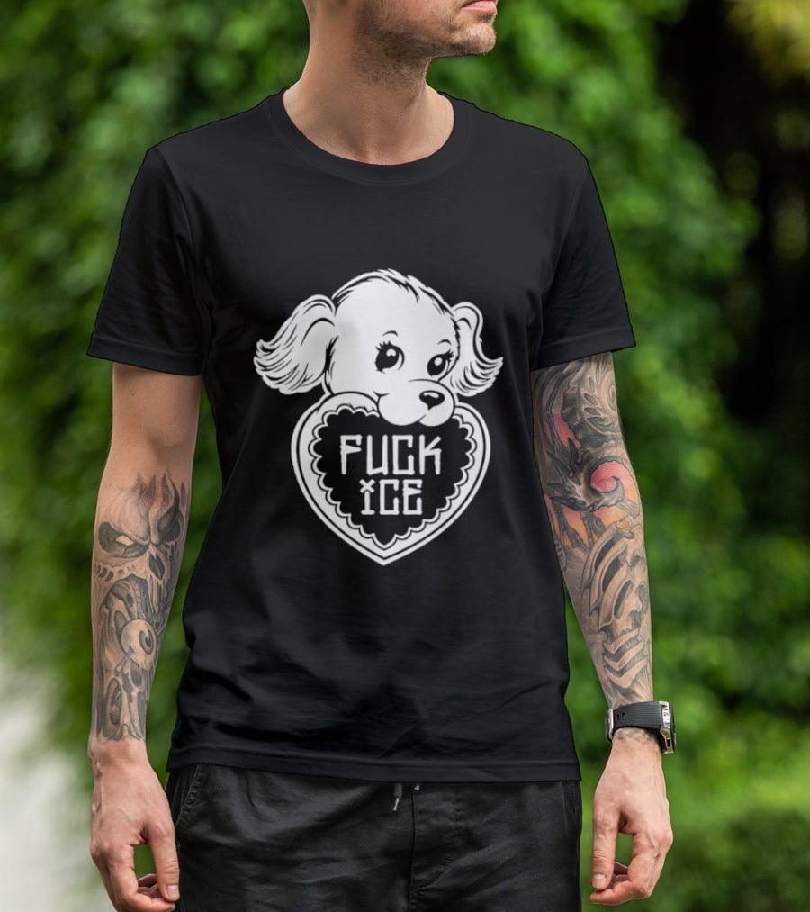Fuck Ice Puppy Heart Protest Activism Dog T-Shirt