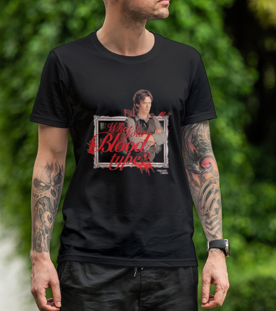 The Vampire Diaries Damon Salvatore What's Your Blood Type Framed T-Shirt