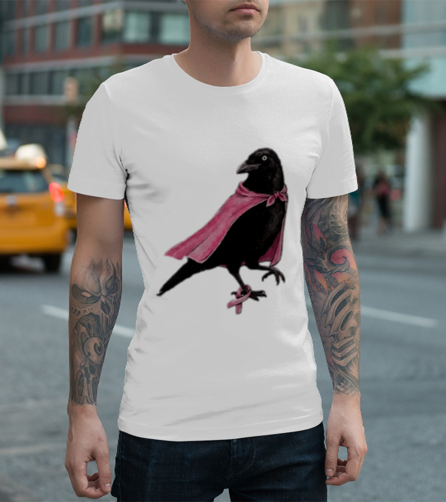 Breast Cancer Awareness Month Pink Ribbon Crow We Wear Pink In October T-Shirt