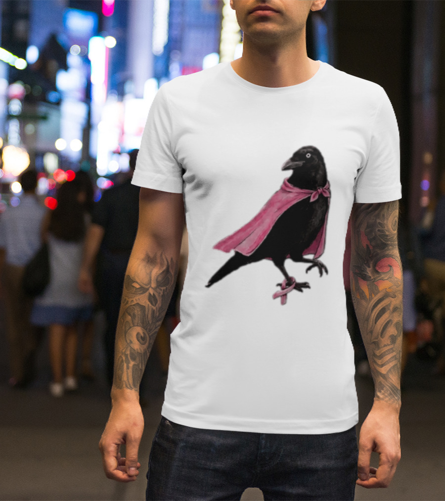 Breast Cancer Awareness Month Pink Ribbon Crow We Wear Pink In October T-Shirt