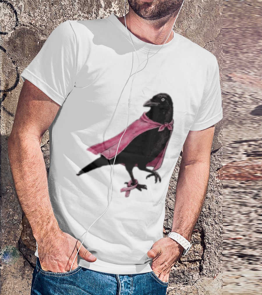 Breast Cancer Awareness Month Pink Ribbon Crow We Wear Pink In October T-Shirt