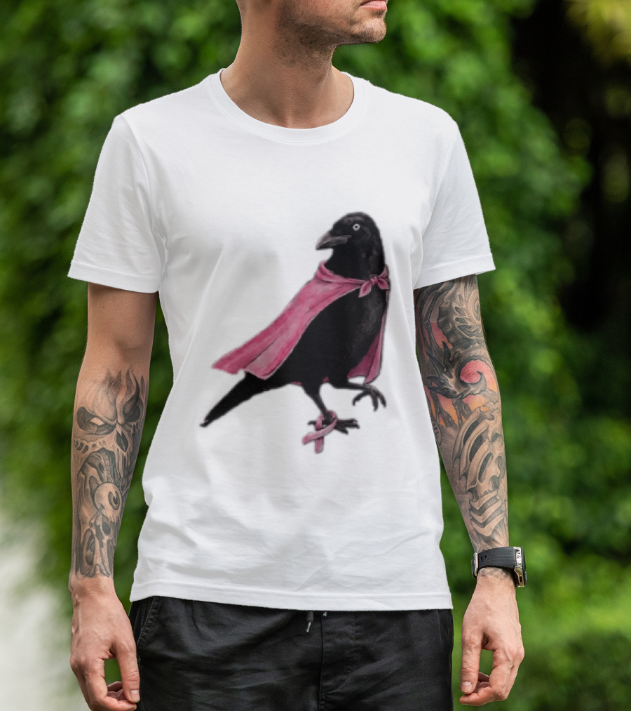 Breast Cancer Awareness Month Pink Ribbon Crow We Wear Pink In October T-Shirt