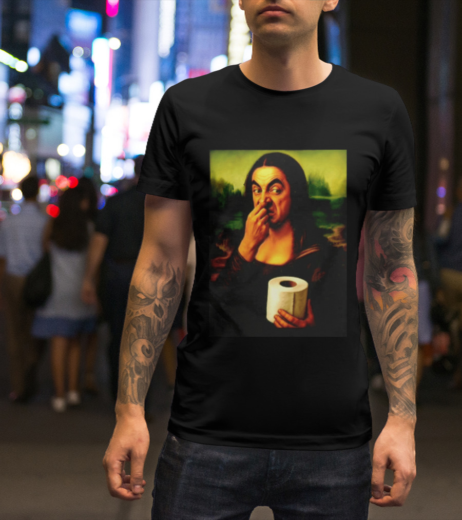 Rowan Atkinson Mona Lisa Nose Picking Toilet Roll Holding T-Shirt