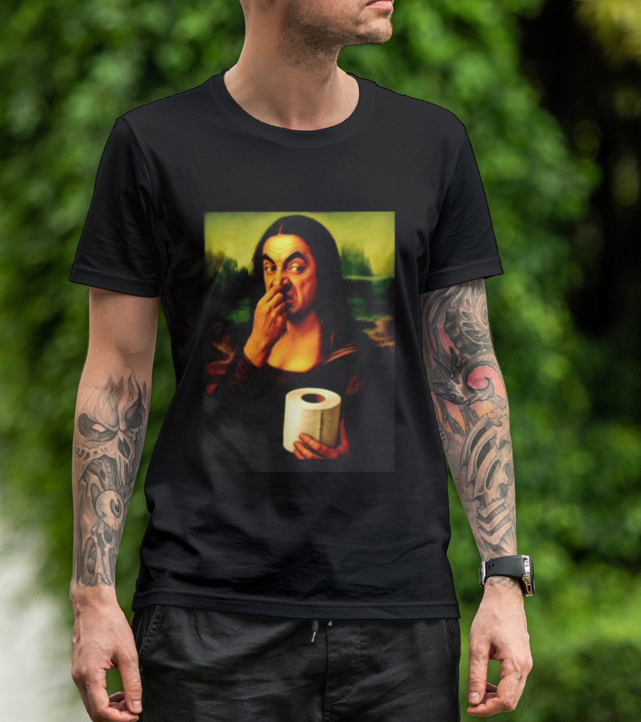 Rowan Atkinson Mona Lisa Nose Picking Toilet Roll Holding T-Shirt