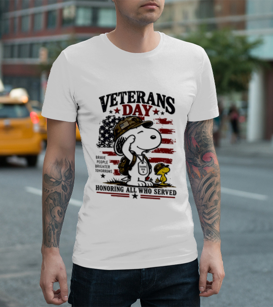 Snoopy Woodstock Veterans Day Some Gave All Peanuts Always Remember T-Shirt