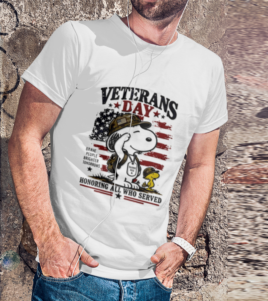Snoopy Woodstock Veterans Day Some Gave All Peanuts Always Remember T-Shirt