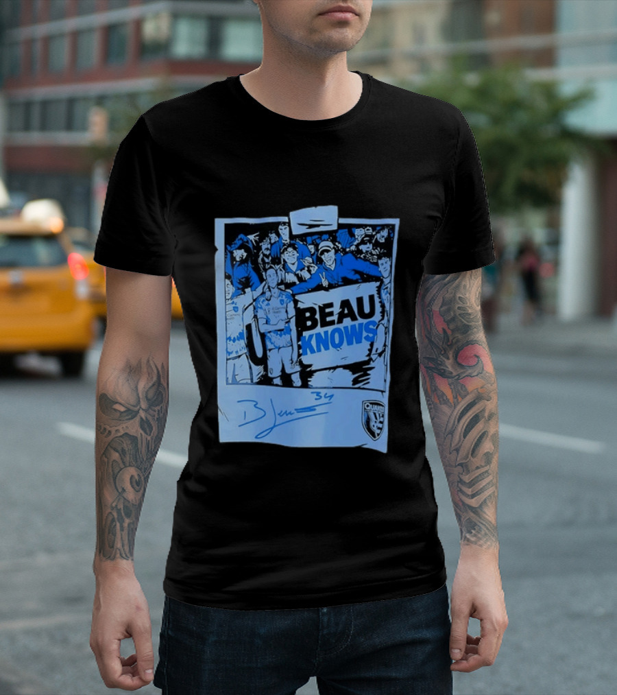 Beau Knows San Jose Earthquakes Soccer Fan Art Blue Signature T-Shirt