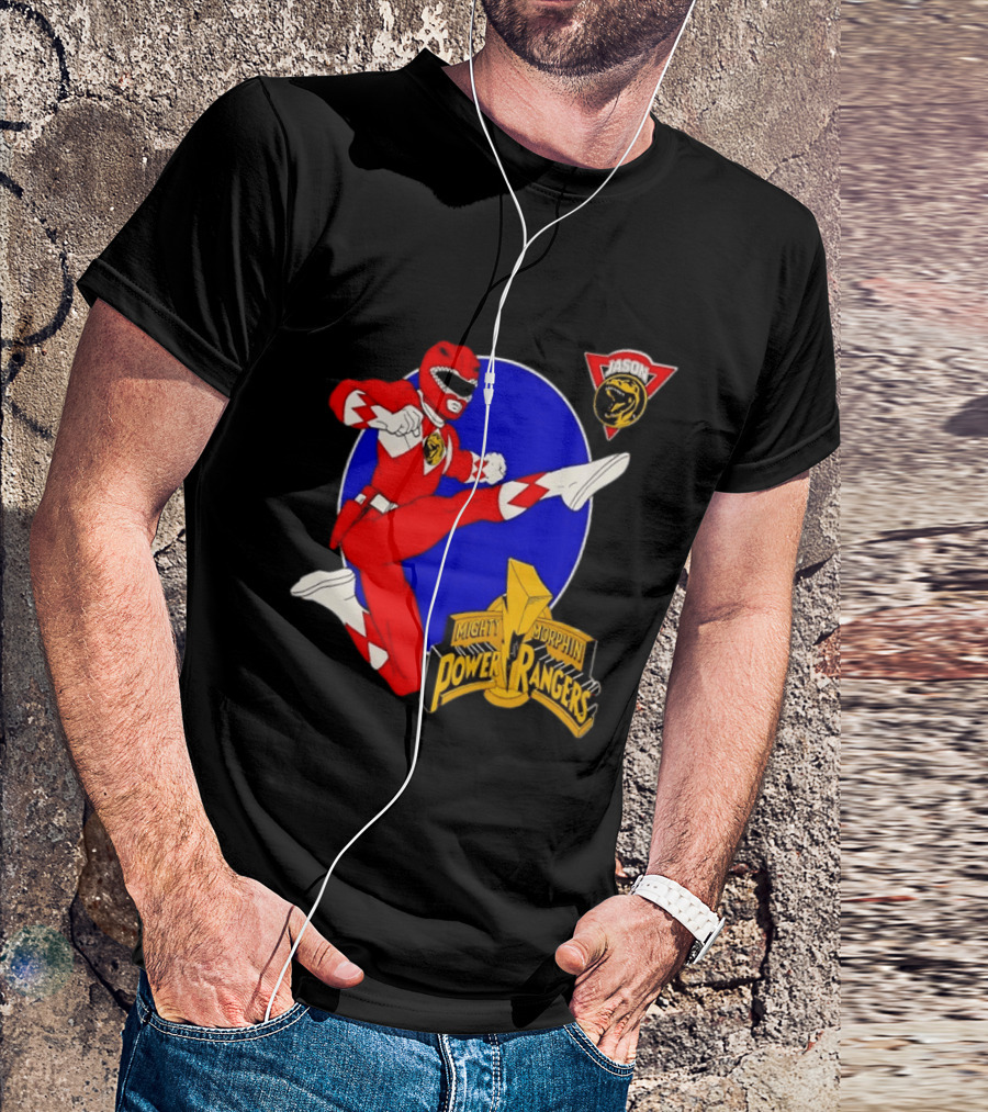 Jason Red Ranger Mighty Morphin Power Rangers Iconic Kick Pose Lion T-Shirt