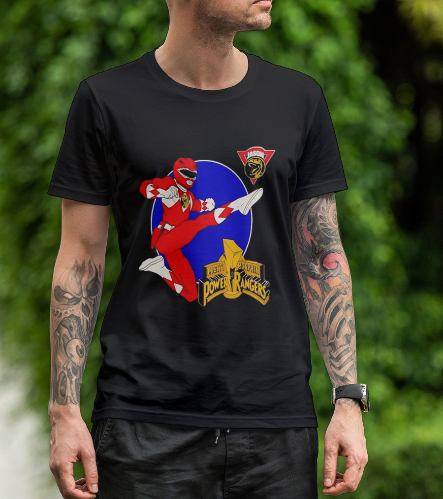 Jason Red Ranger Mighty Morphin Power Rangers Iconic Kick Pose Lion T-Shirt