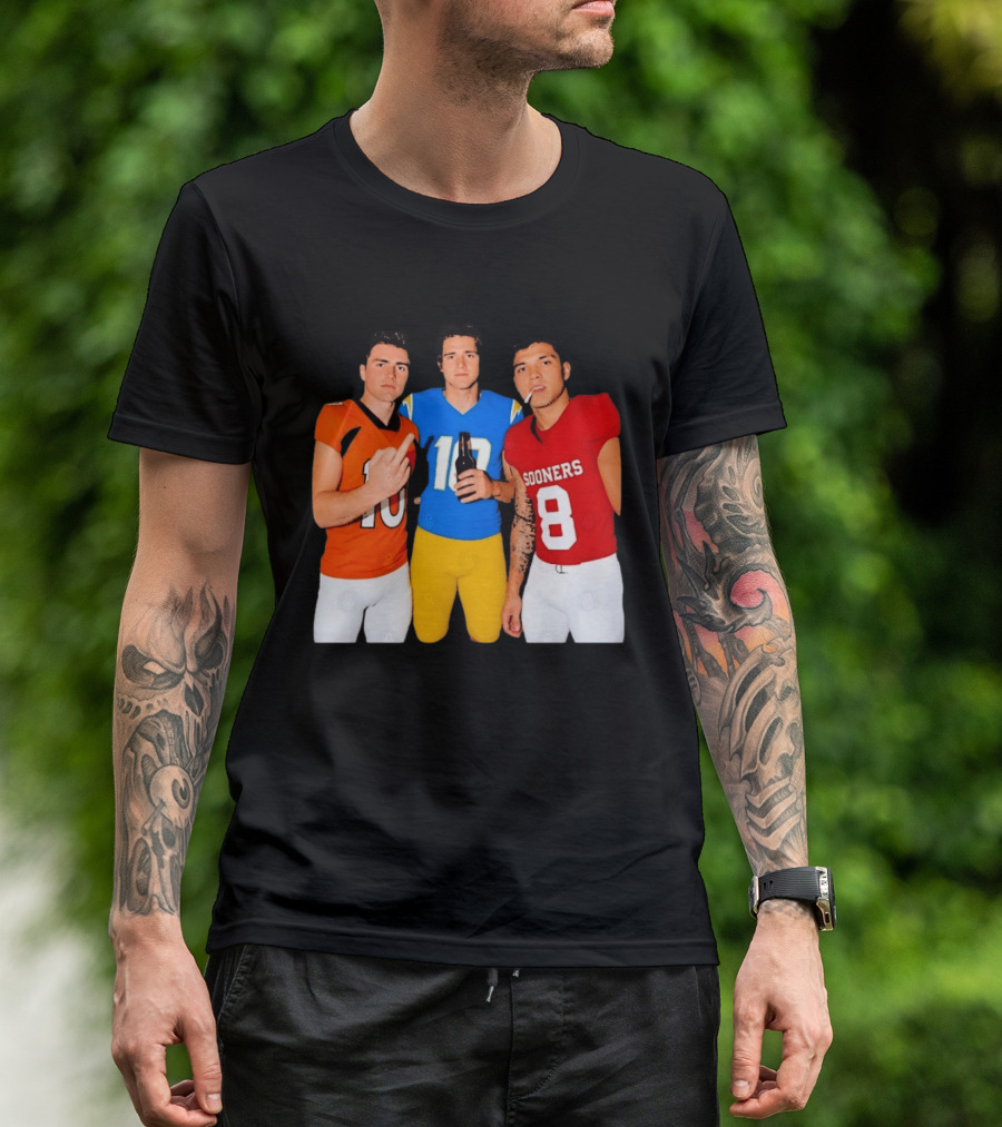 Bo Nix Justin Herbert Dillon Gabriel Football Players Gesture And Cigarette T-Shirt