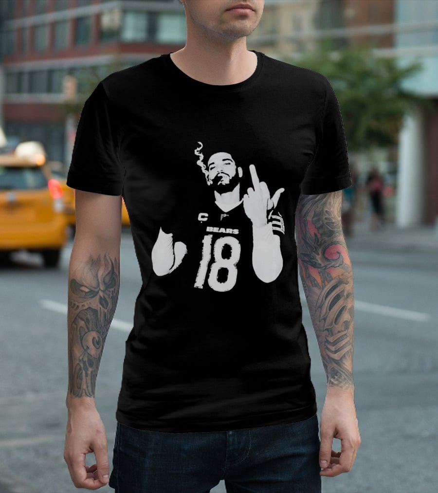 Chicago Bears 18 Player Cigar Beer Gesture Sports Fan T-Shirt
