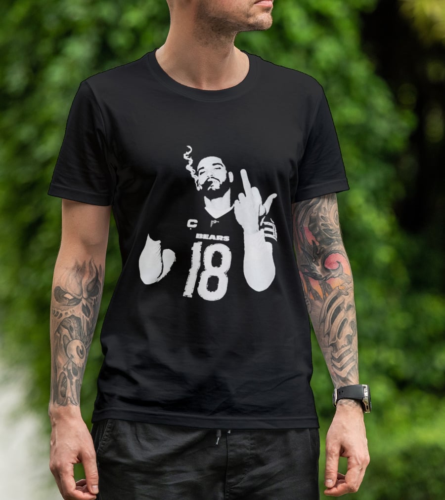 Chicago Bears 18 Player Cigar Beer Gesture Sports Fan T-Shirt
