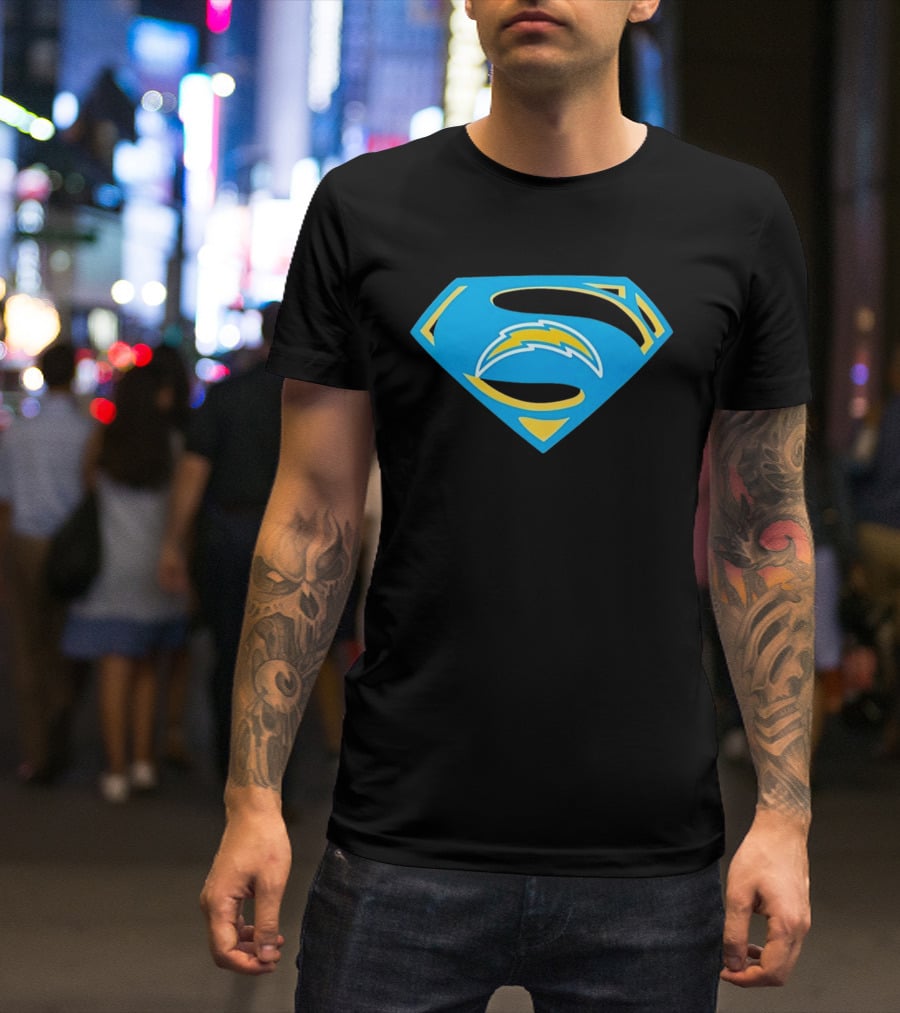 Los Angeles Chargers Superman Logo NFL Football Fan Gear T-Shirt