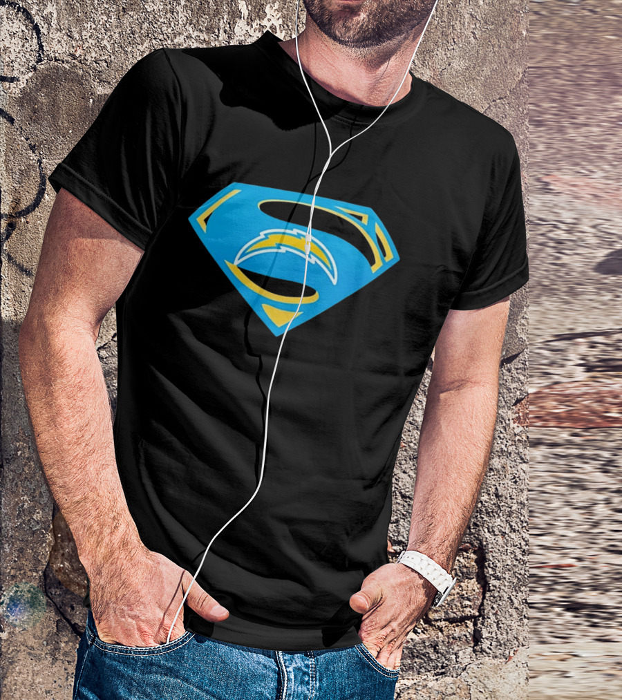 Los Angeles Chargers Superman Logo NFL Football Fan Gear T-Shirt