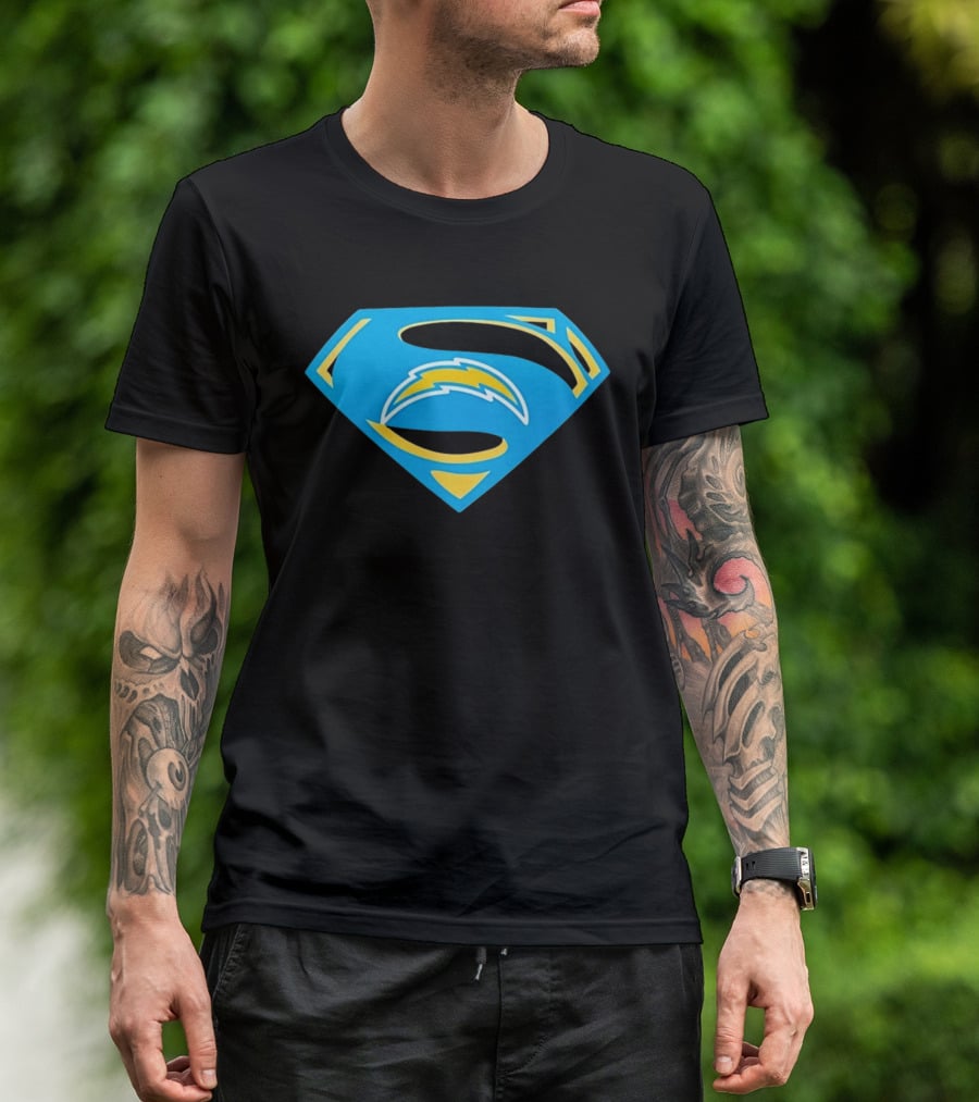 Los Angeles Chargers Superman Logo NFL Football Fan Gear T-Shirt