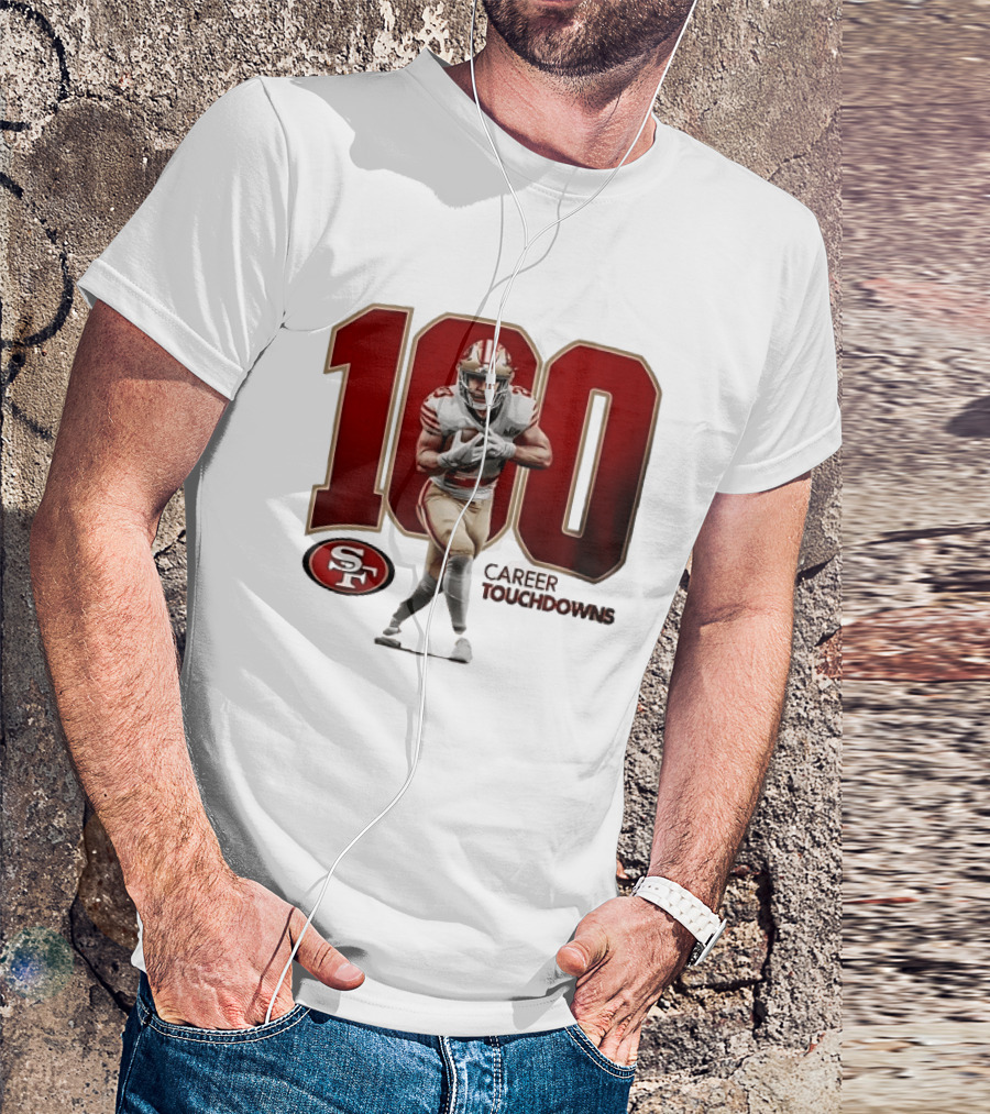 Christian McCaffrey 49ers 100 Career Touchdowns T-Shirt