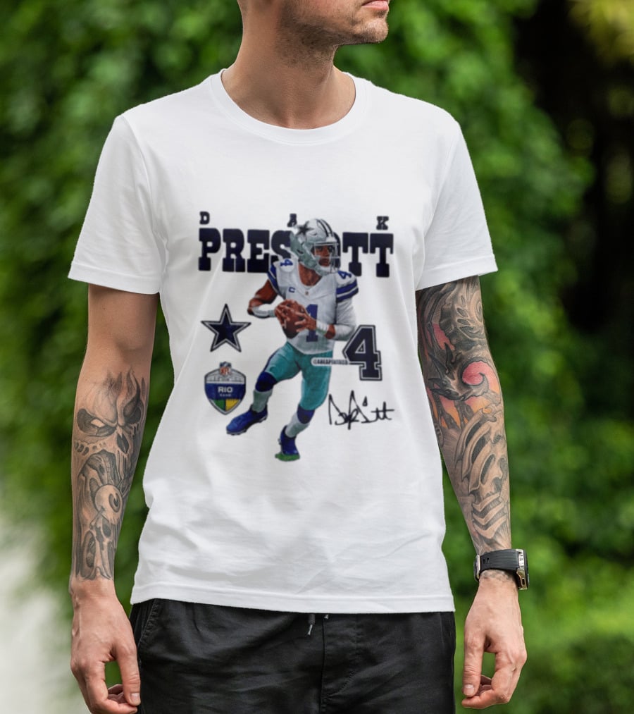 Dak Prescott Dallas Cowboys Quarterback 2026 Football Star Number 4 T-Shirt