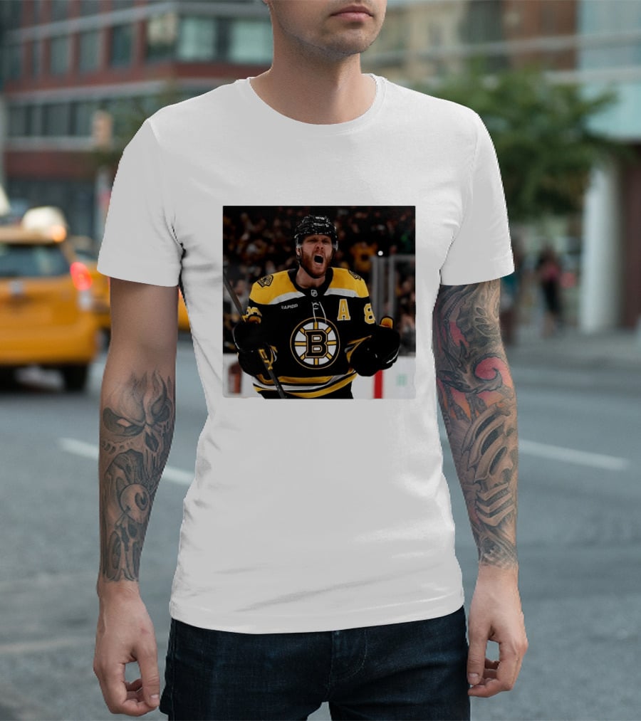 David Pastrnak Bruins Captain Announcement With Iconic Team Jersey Celebration T-Shirt