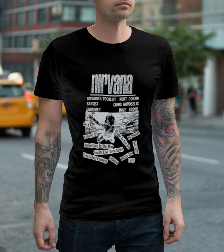 Nirvana Kurt Cobain Krist Novoselic Dave Grohl Spencer Elden Swimming Baby Album T-Shirt