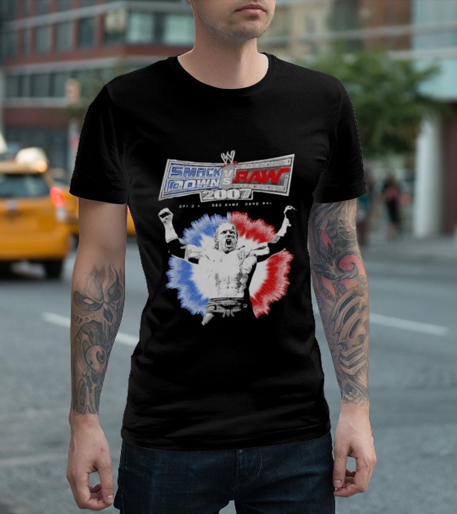 WWE SmackDown Vs Raw 2007 Video Game Soundtrack Fighter Triumph In Blue And Red T-Shirt