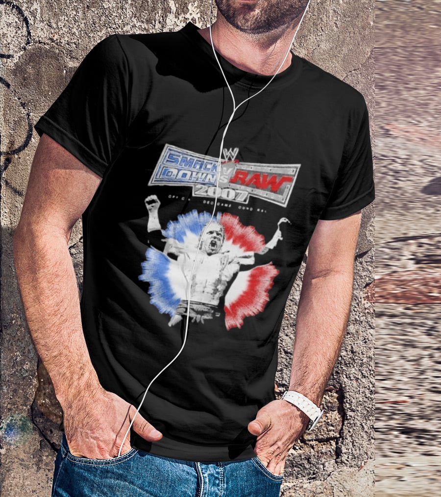 WWE SmackDown Vs Raw 2007 Video Game Soundtrack Fighter Triumph In Blue And Red T-Shirt