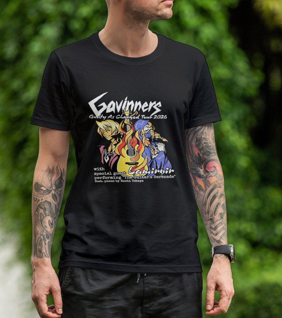 Gavinners Guilty As Charged Tour 2026 Special Guest Lamiroir Performing The Guitar's Serenade Machi Tobaye T-Shirt