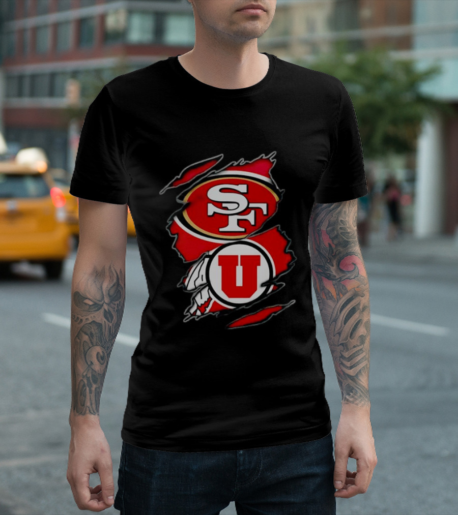 San Francisco 49ers Utah Utes SF U Ripped Combination T-Shirt